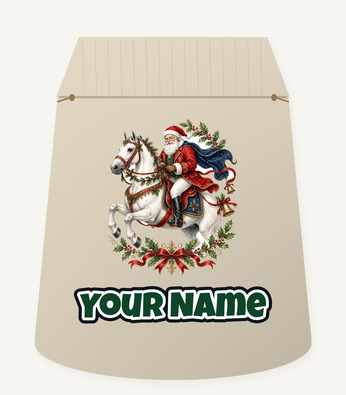 Santa on a White Horse Personalised Santa Sack
