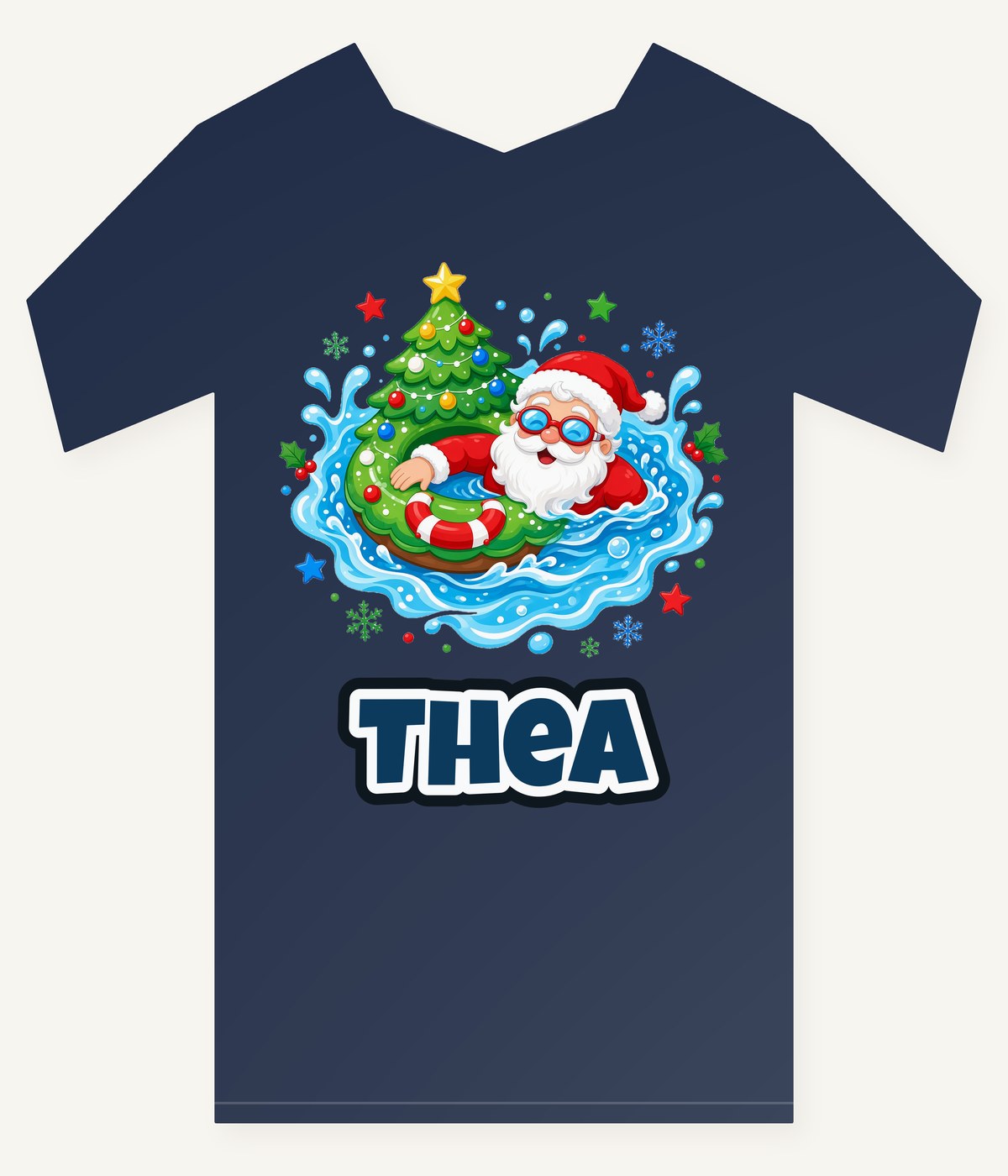 Santa Pool Float Christmas Personalised Kids and Baby Christmas Tee