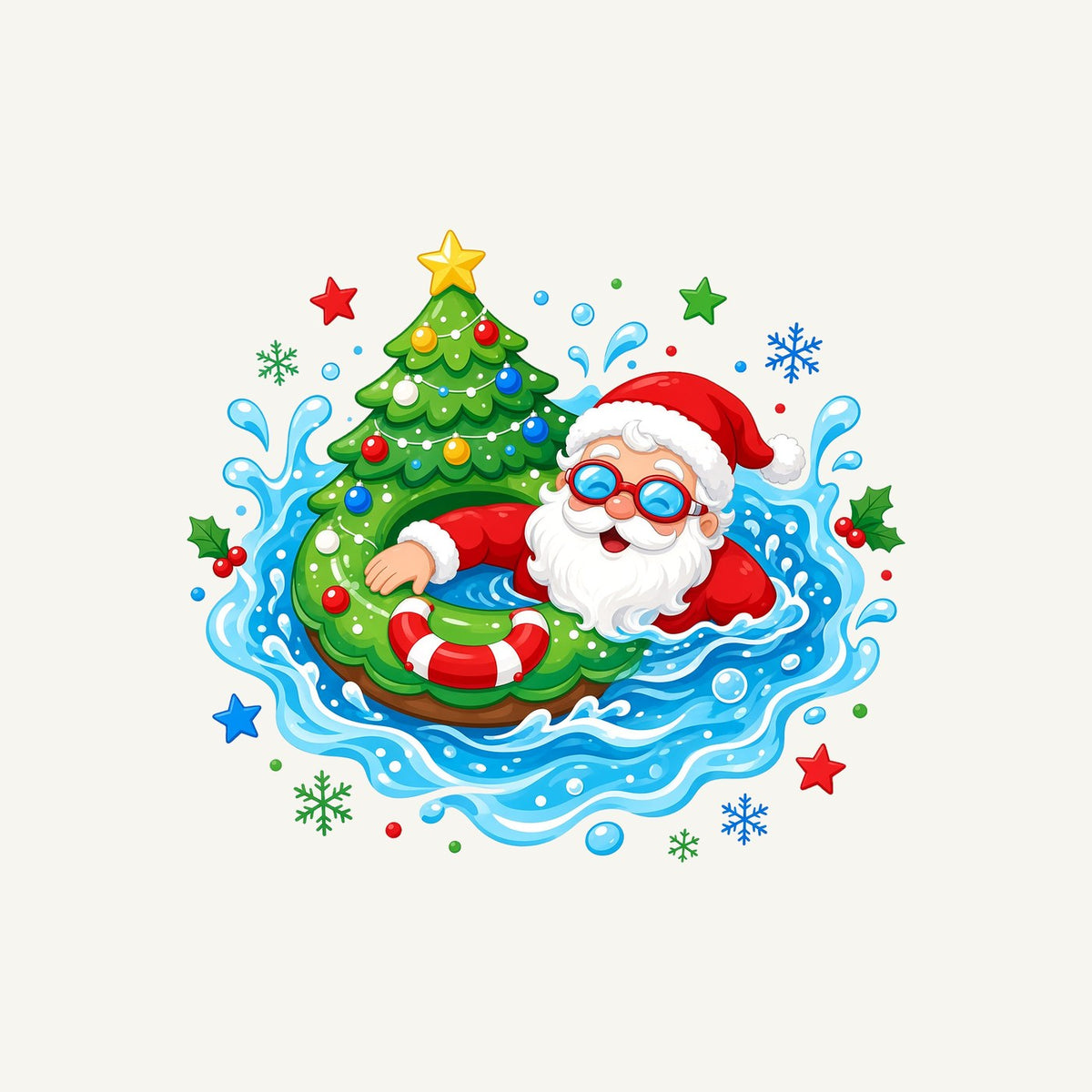 Santa Pool Float Christmas Personalised Kids and Baby Christmas Tee