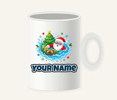 Santa Pool Float Christmas Personalised Christmas Mug