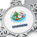 Santa Pool Float Christmas Personalised Pewter Christmas Ornament