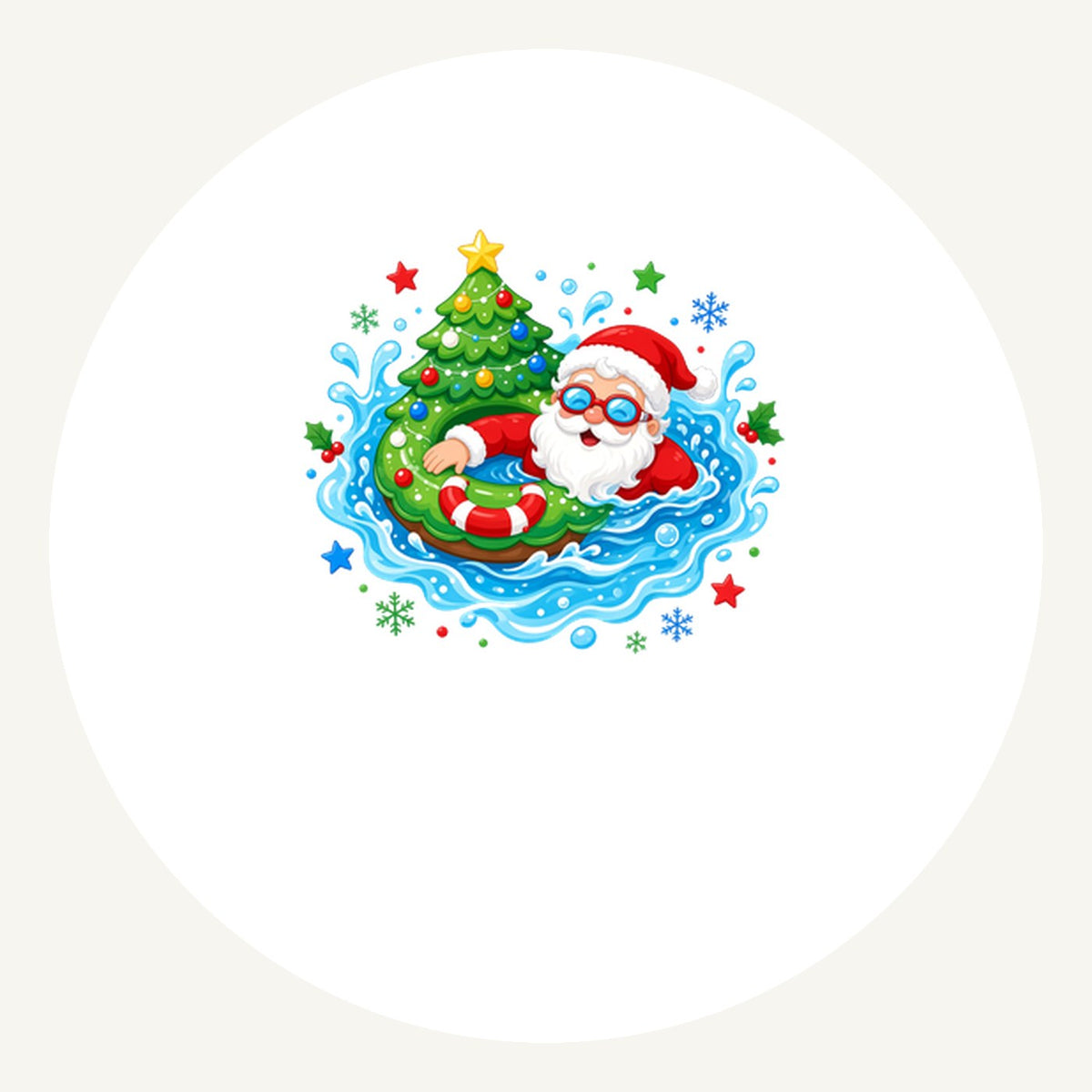 Santa Pool Float Christmas Personalised Pewter Christmas Ornament