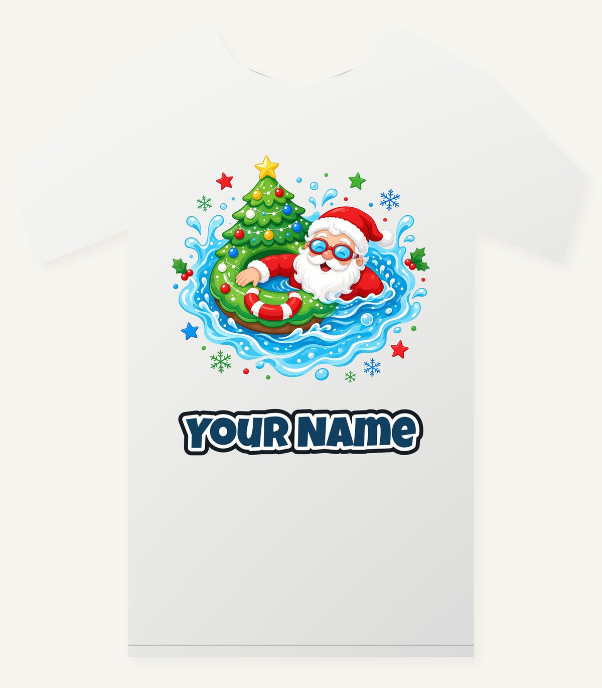 Santa Pool Float Christmas Personalised Christmas T-Shirt and Hoodie