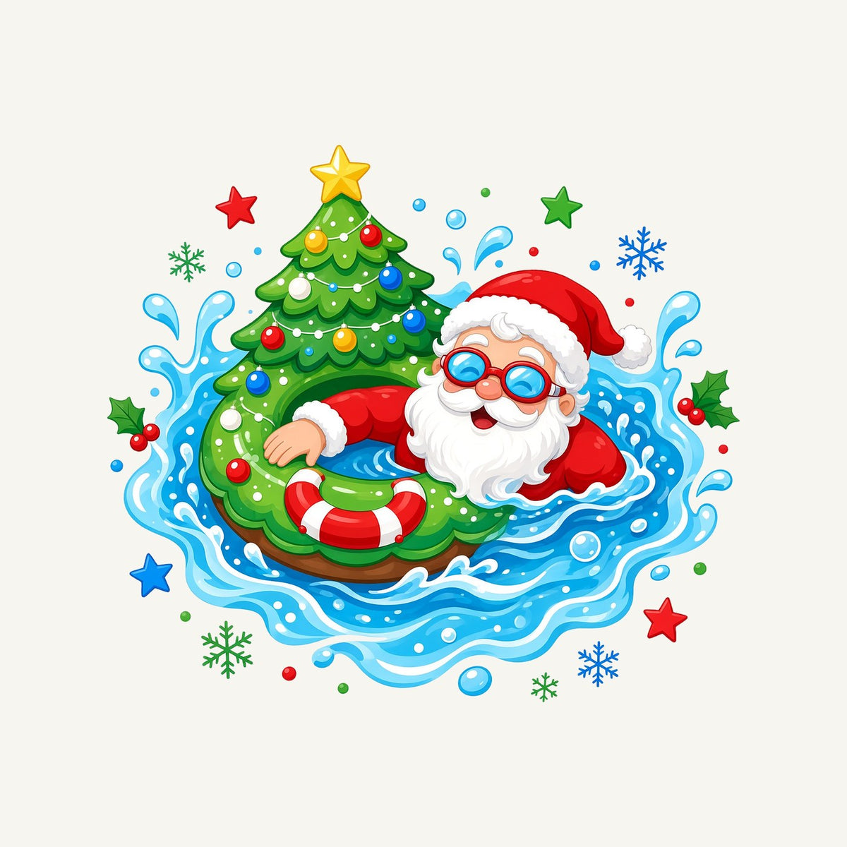 Santa Pool Float Christmas Christmas artwork, the design printed on the personalised Santa sack