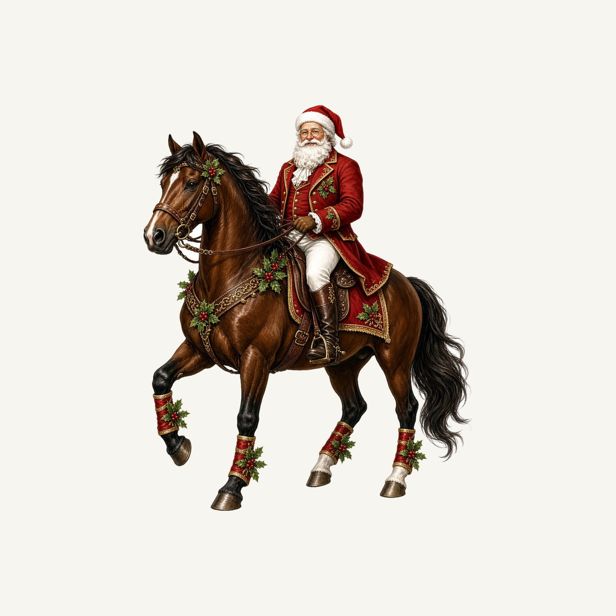 Santa Riding a Brown Horse Personalised Kids and Baby Christmas Tee