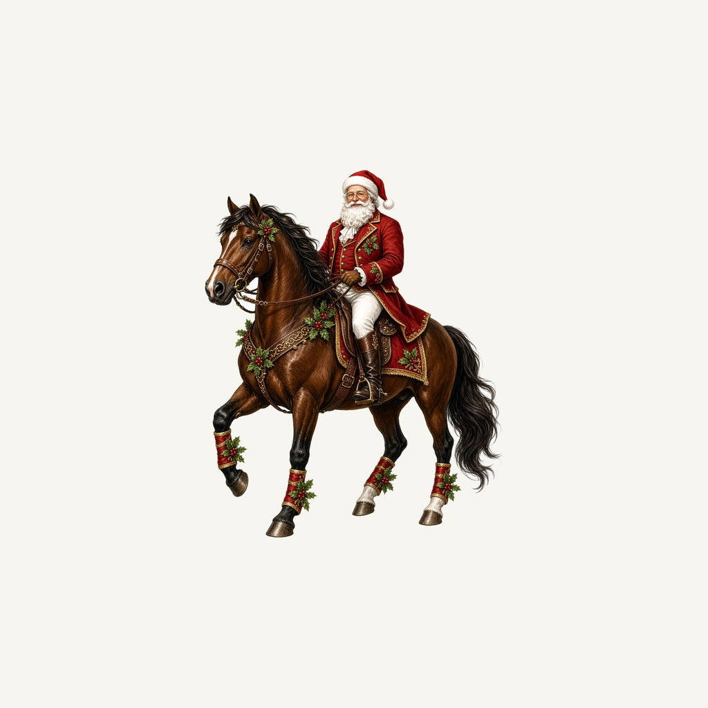 Santa Riding a Brown Horse Personalised Christmas Mug