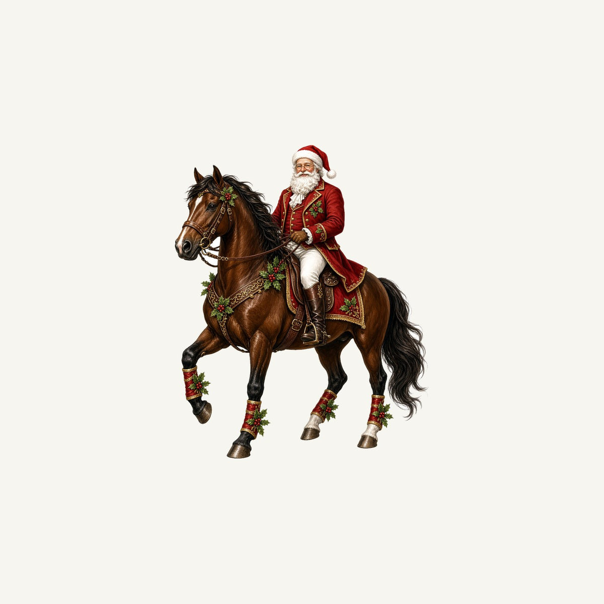 Santa Riding a Brown Horse Personalised Christmas Mug
