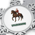 Santa Riding a Brown Horse Personalised Pewter Christmas Ornament