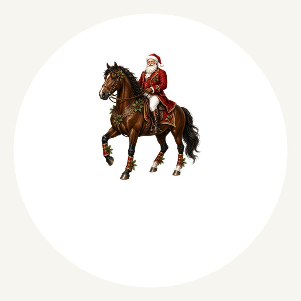 Santa Riding a Brown Horse Personalised Pewter Christmas Ornament