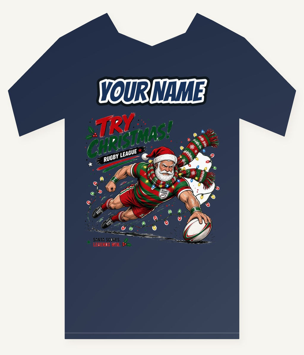 Santa Scores A Try Personalised Kids and Baby Christmas Tee