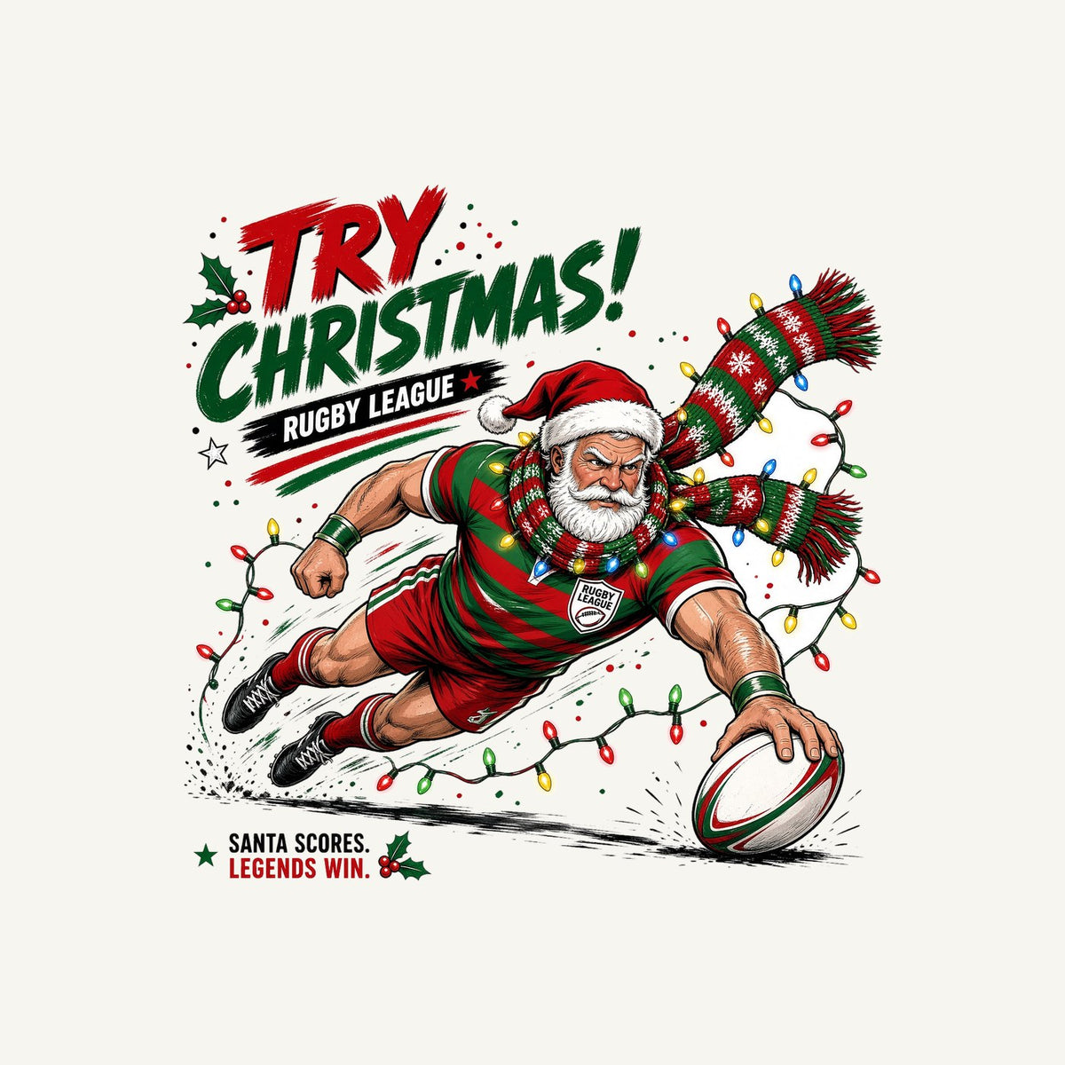 Santa Scores A Try Personalised Kids and Baby Christmas Tee