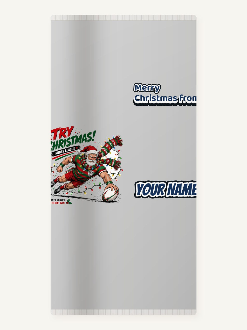 Santa Scores A Try Personalised Beach Towel
