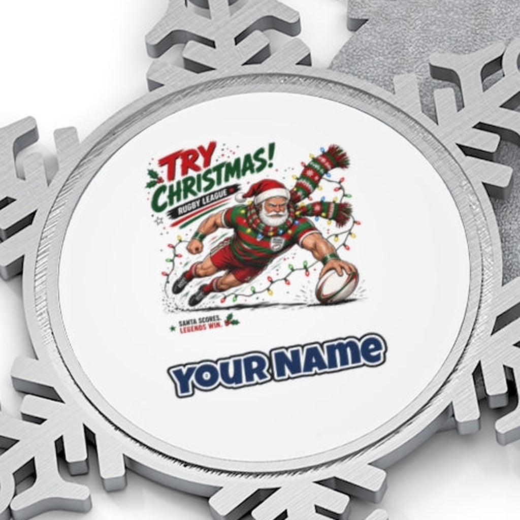 Santa Scores A Try Personalised Pewter Christmas Ornament