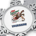 Santa Scores A Try Personalised Pewter Christmas Ornament