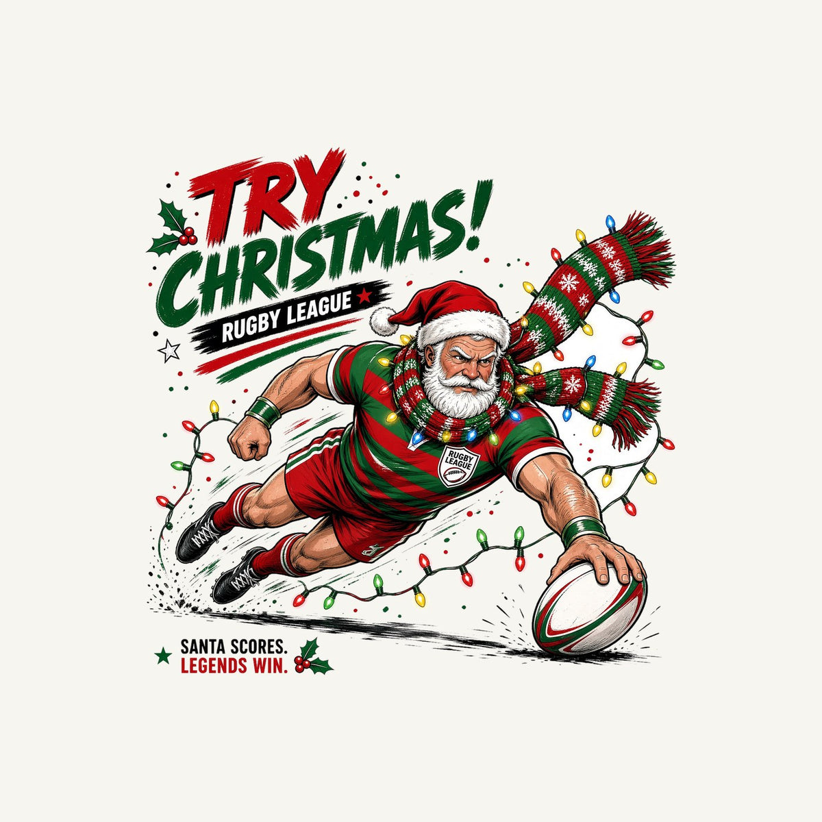 Santa Scores A Try Personalised Christmas T-Shirt and Hoodie