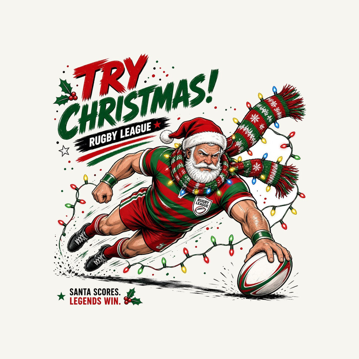 Santa Scores A Try Personalised Santa Sack