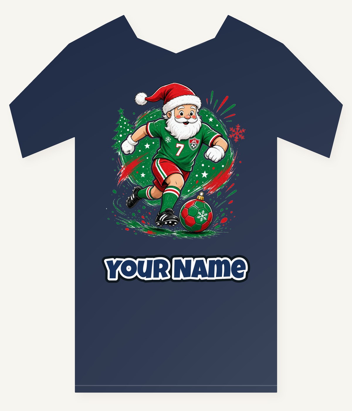 Santa Soccer Striker Personalised Kids and Baby Christmas Tee