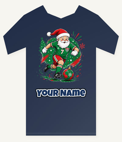 Santa Soccer Striker Personalised Kids Tee and Baby Bodysuit