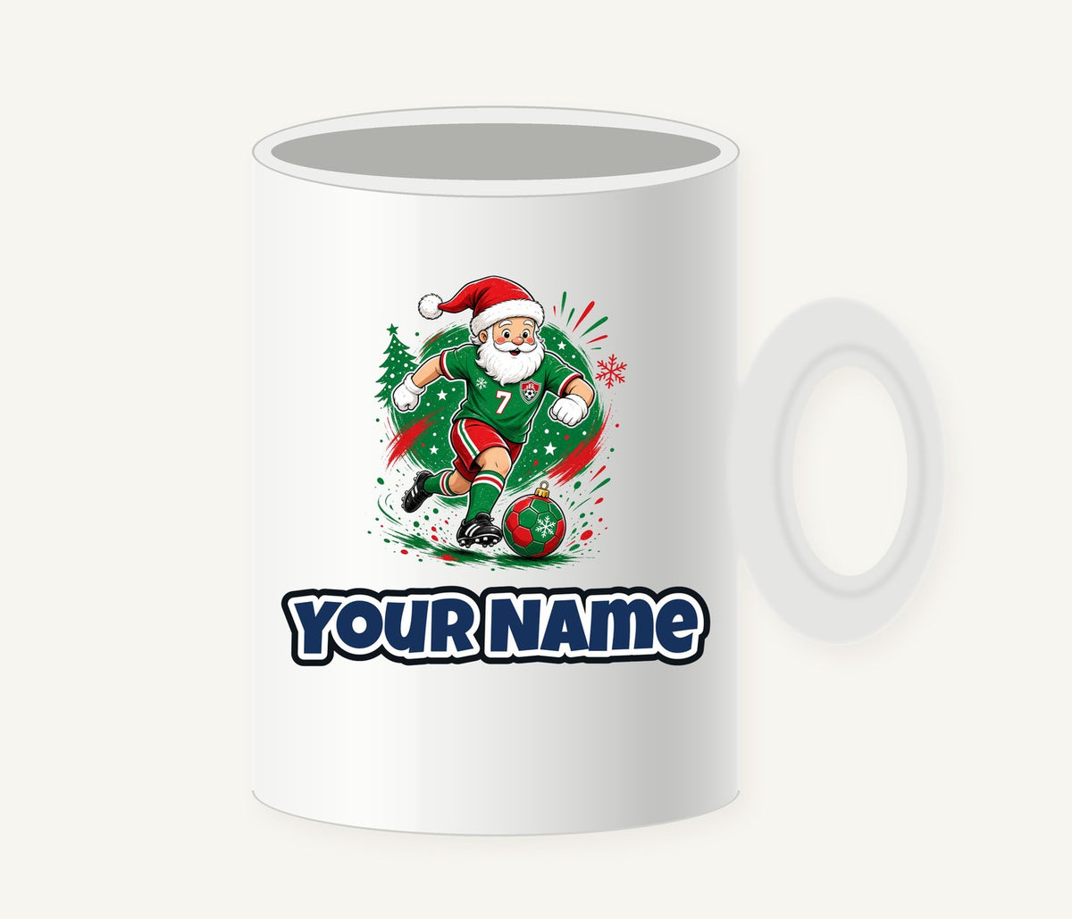 Santa Soccer Striker Personalised Christmas Mug