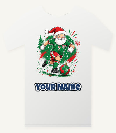 Santa Soccer Striker Personalised Christmas T-Shirt and Hoodie