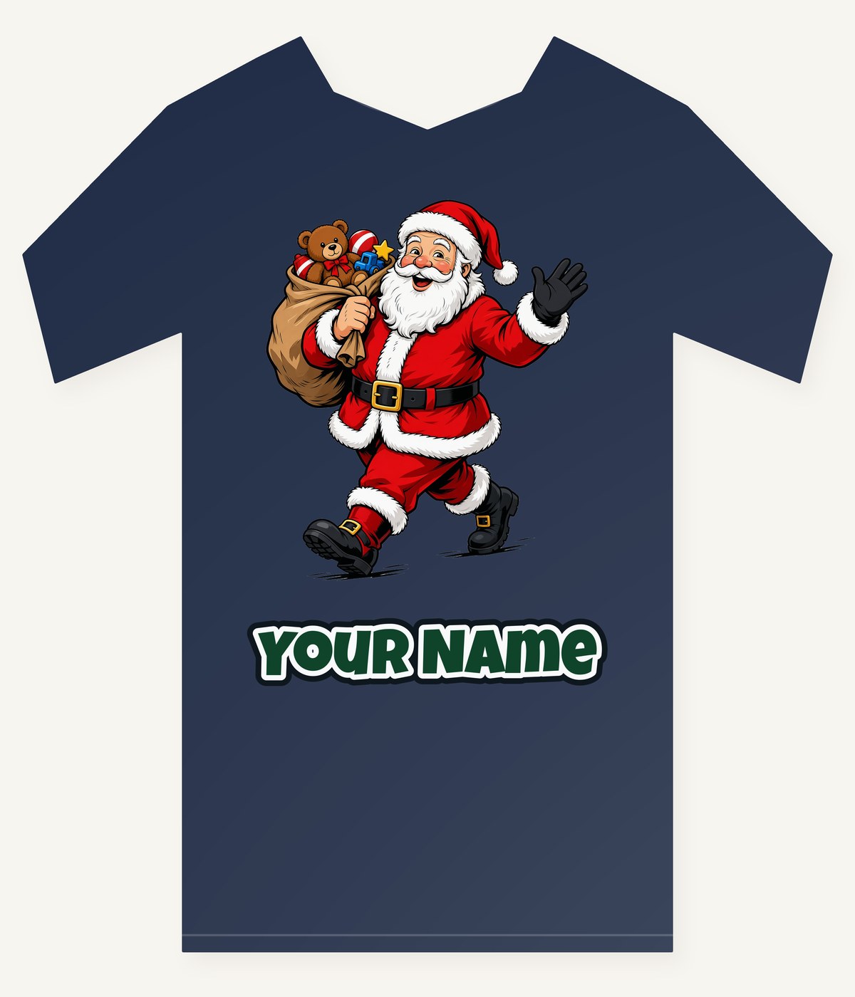 Santa with His Toy Sack Personalised Kids Tee and Baby Bodysuit