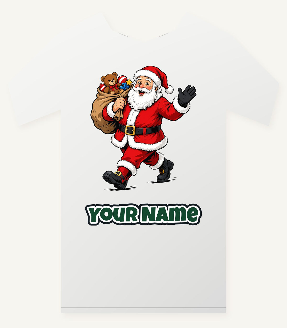 Santa with His Toy Sack Personalised Christmas T-Shirt and Hoodie
