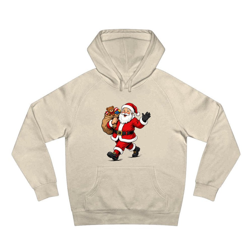 Santa with His Toy Sack personalised Christmas hoodie in sand
