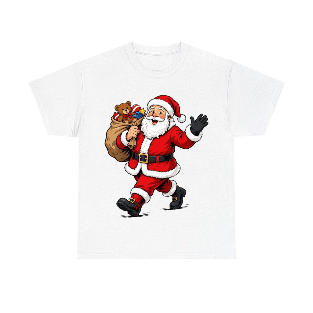 Santa with His Toy Sack personalised Christmas T-shirt in white