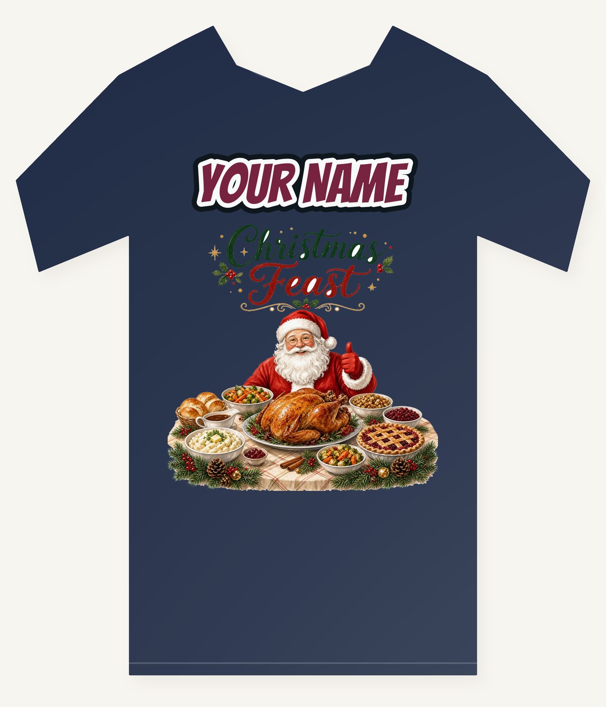 Santa's Christmas Feast Personalised Kids and Baby Christmas Tee