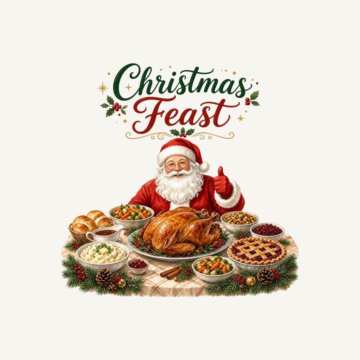 Santa's Christmas Feast Personalised Kids and Baby Christmas Tee