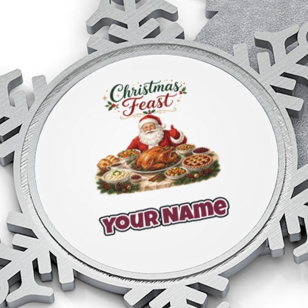 Santa's Christmas Feast Personalised Pewter Christmas Ornament