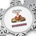 Santa's Christmas Feast Personalised Pewter Christmas Ornament