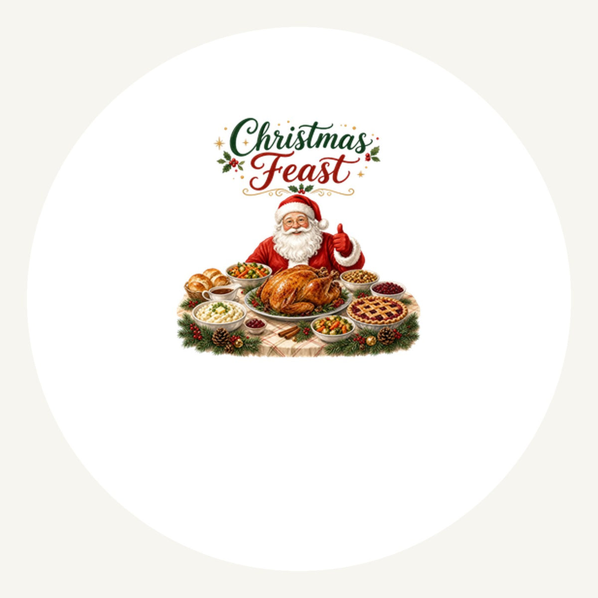 Santa's Christmas Feast Personalised Pewter Christmas Ornament
