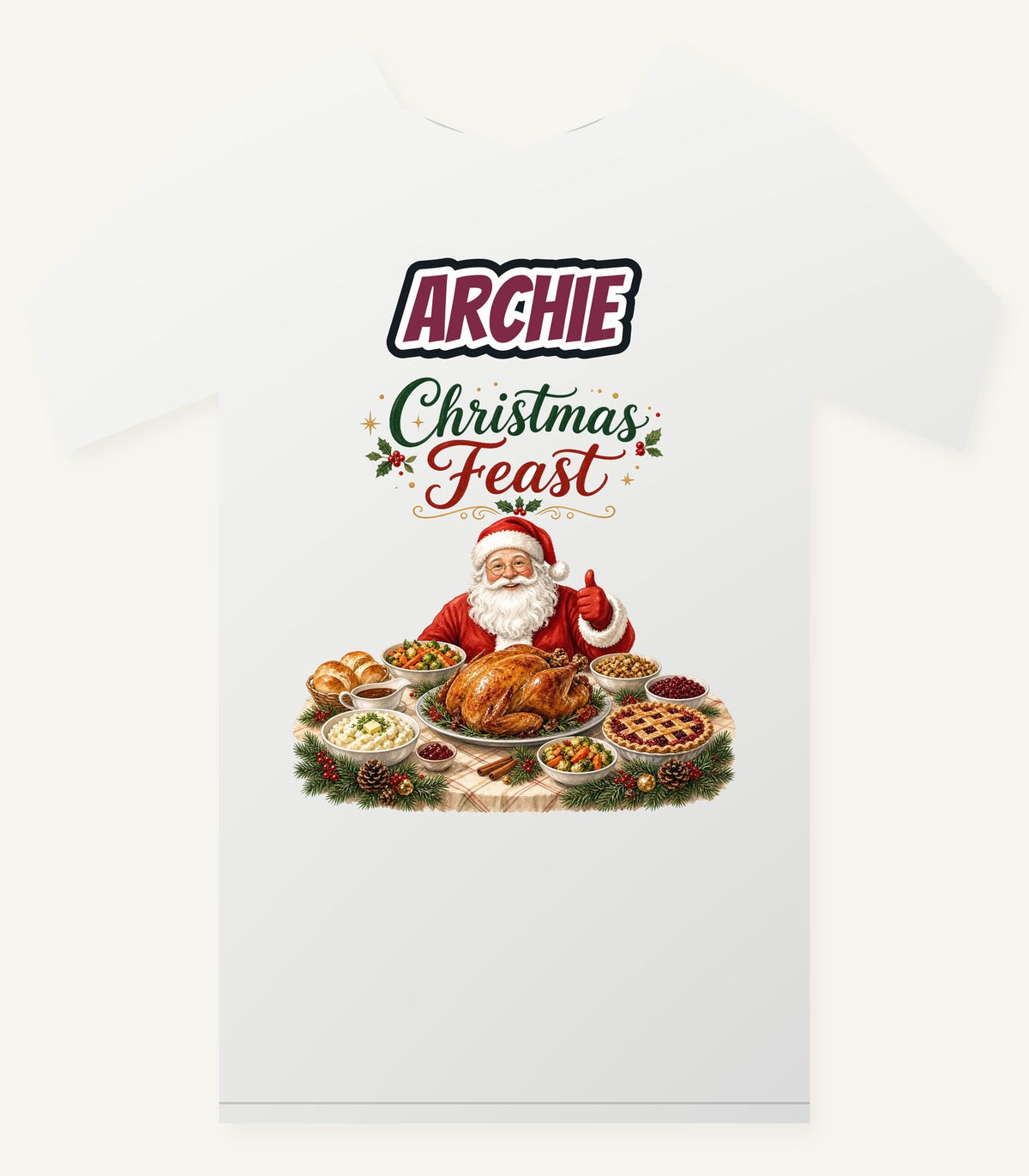Santa's Christmas Feast Personalised Christmas T-Shirt and Hoodie
