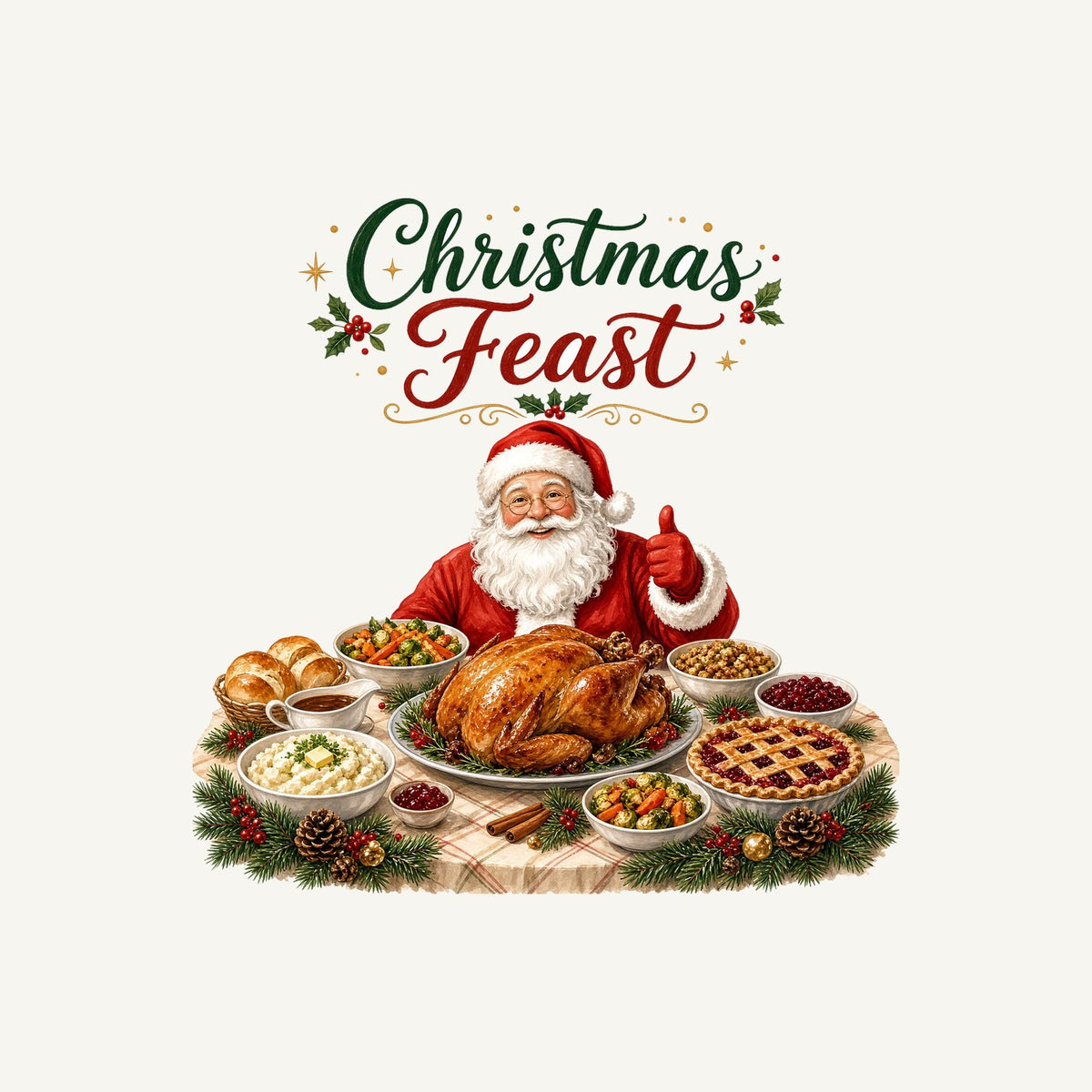 Santa's Christmas Feast Personalised Christmas T-Shirt and Hoodie