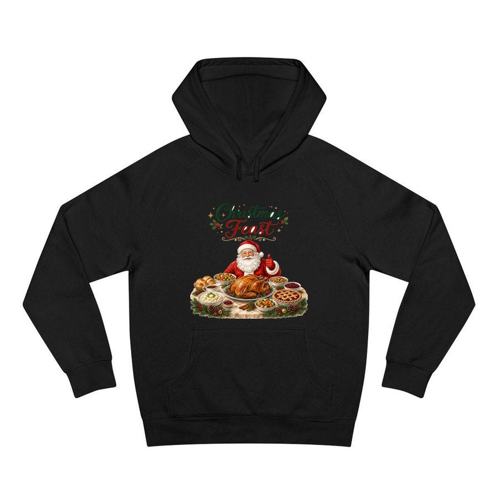 Santa's Christmas Feast personalised Christmas hoodie in black