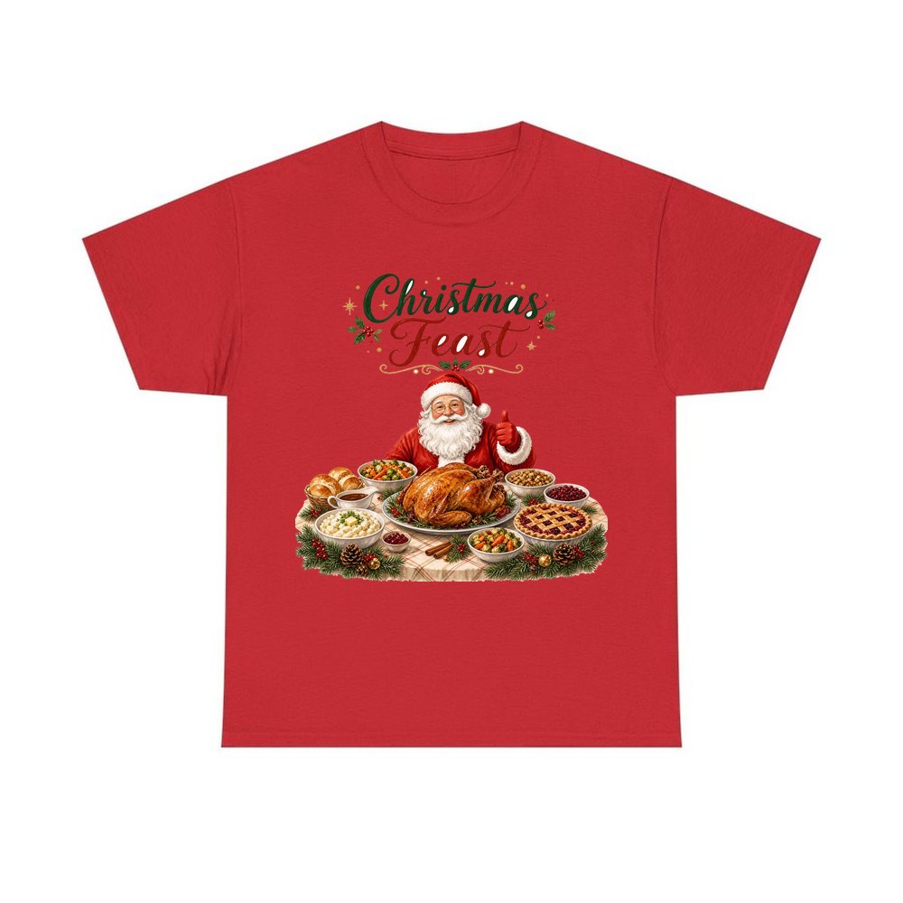 Santa's Christmas Feast personalised Christmas T-shirt in red