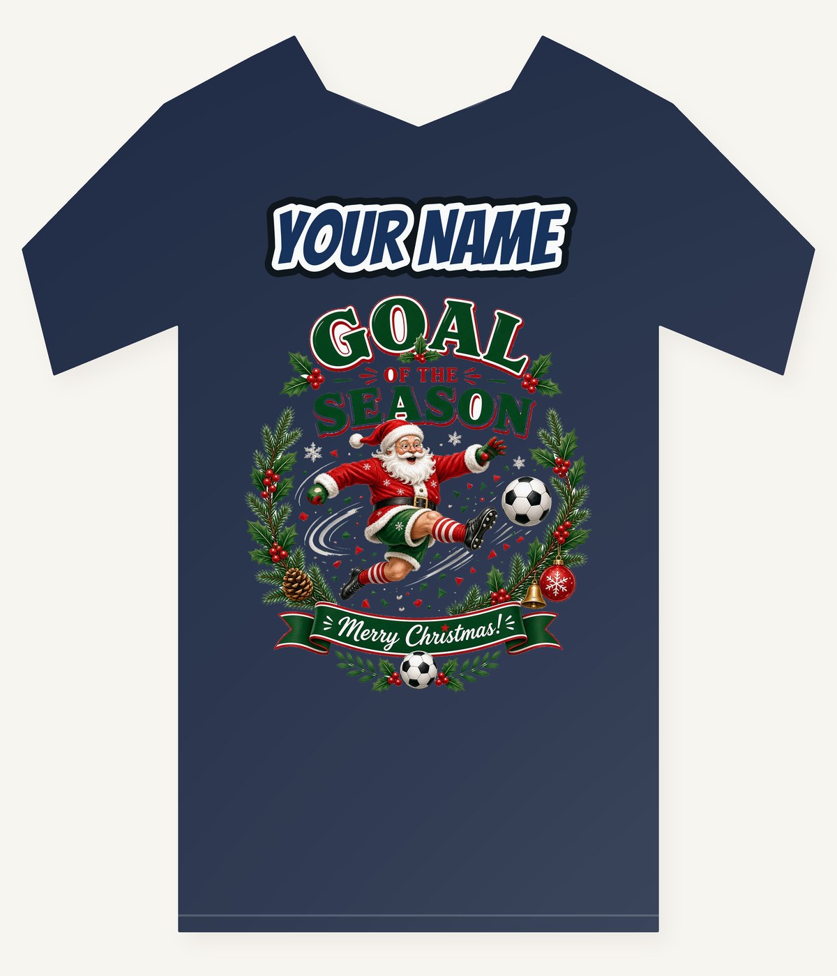 Santa's Goal Of The Season Personalised Kids and Baby Christmas Tee