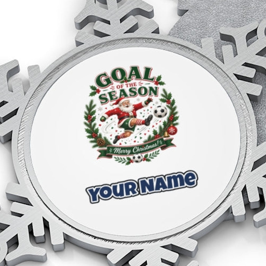 Santa's Goal Of The Season Personalised Pewter Christmas Ornament