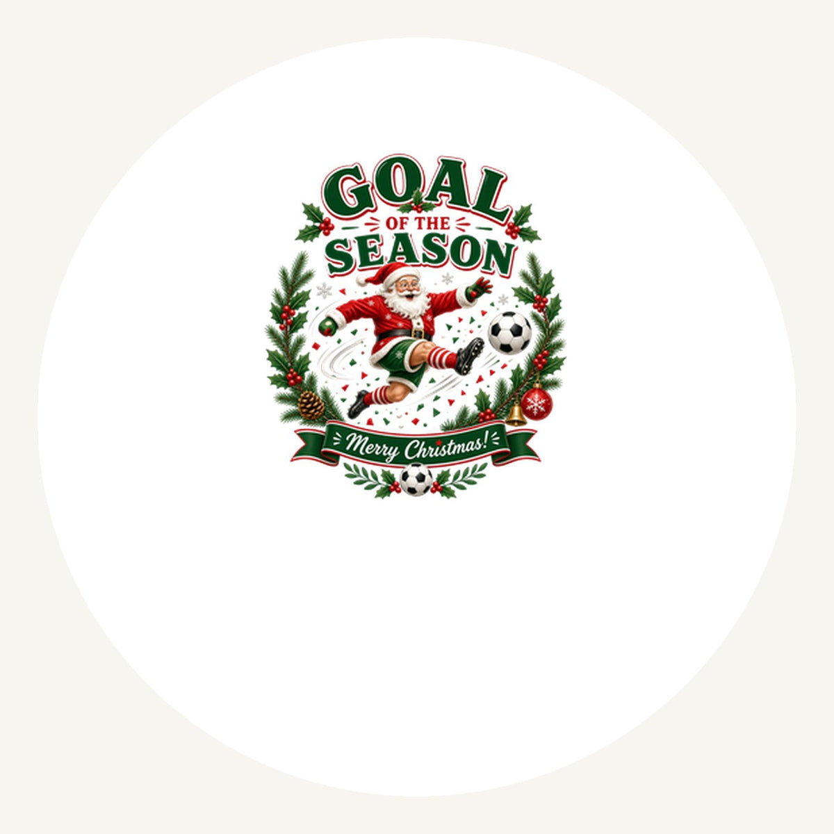 Santa's Goal Of The Season Personalised Pewter Christmas Ornament