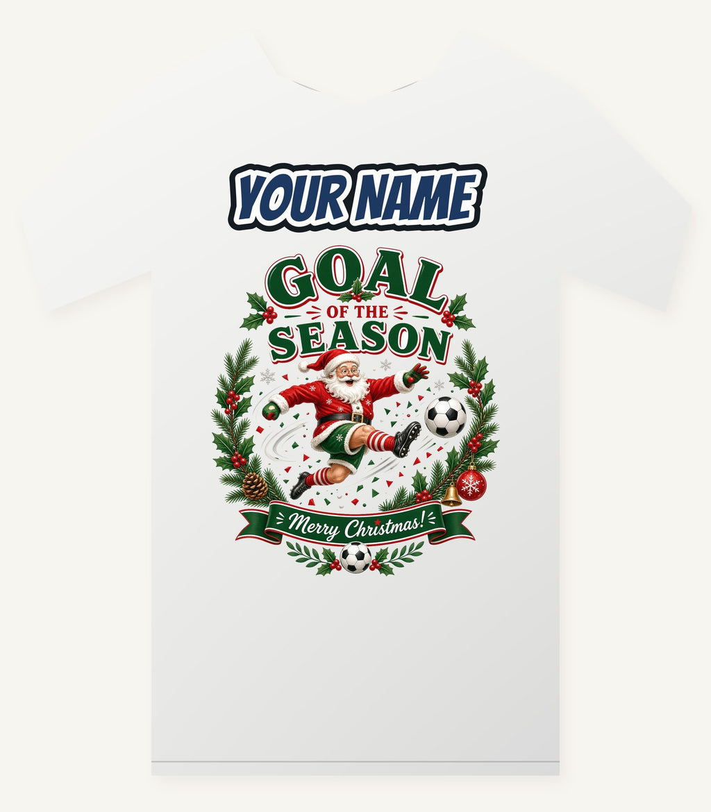 Santa's Goal Of The Season Personalised Christmas T-Shirt and Hoodie