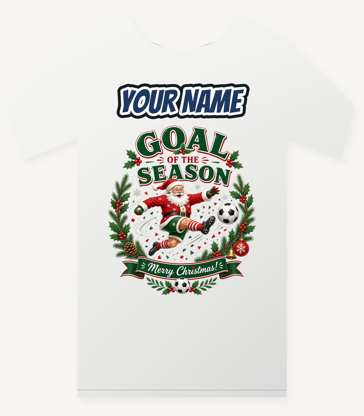 Santa's Goal Of The Season Personalised Christmas T-Shirt and Hoodie