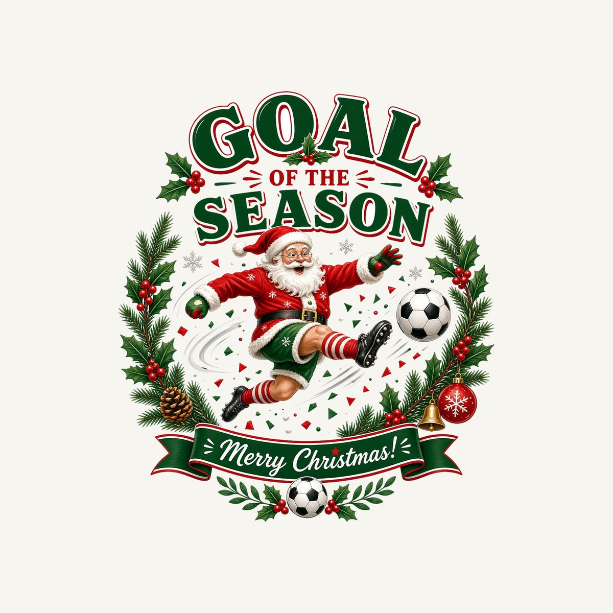 Santa's Goal Of The Season Personalised Christmas T-Shirt and Hoodie