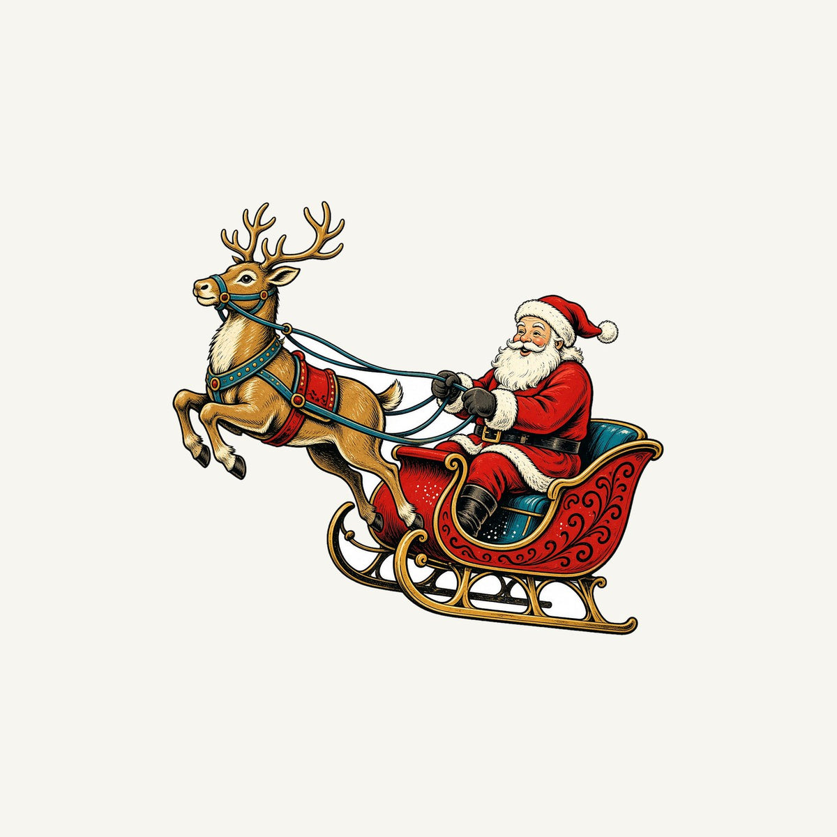 Santa's Sleigh and Reindeer Personalised Christmas Mug