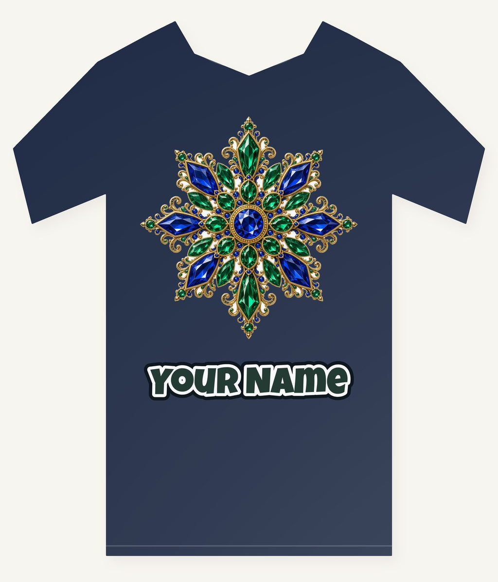 Sapphire and Emerald Snowflake Personalised Kids Tee and Baby Bodysuit
