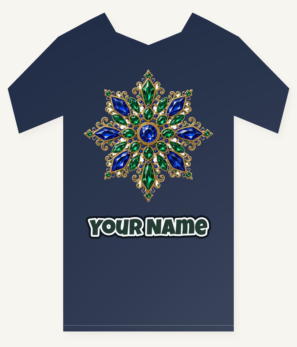 Sapphire and Emerald Snowflake Personalised Kids Tee and Baby Bodysuit
