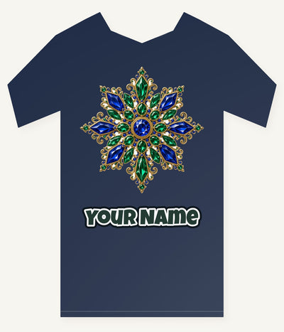 Sapphire and Emerald Snowflake Personalised Kids Tee and Baby Bodysuit
