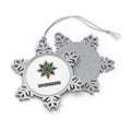 Sapphire and Emerald Snowflake Personalised Pewter Christmas Ornament
