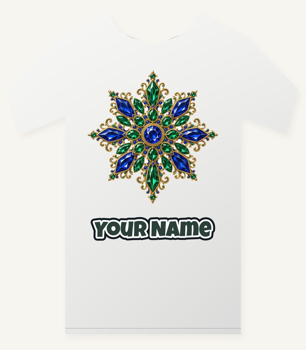 Sapphire and Emerald Snowflake Personalised Christmas T-Shirt and Hoodie