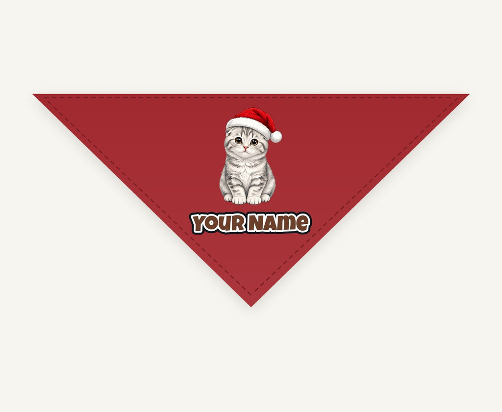 Scottish Fold Christmas Personalised Christmas Pet Bandana, Cat or Dog
